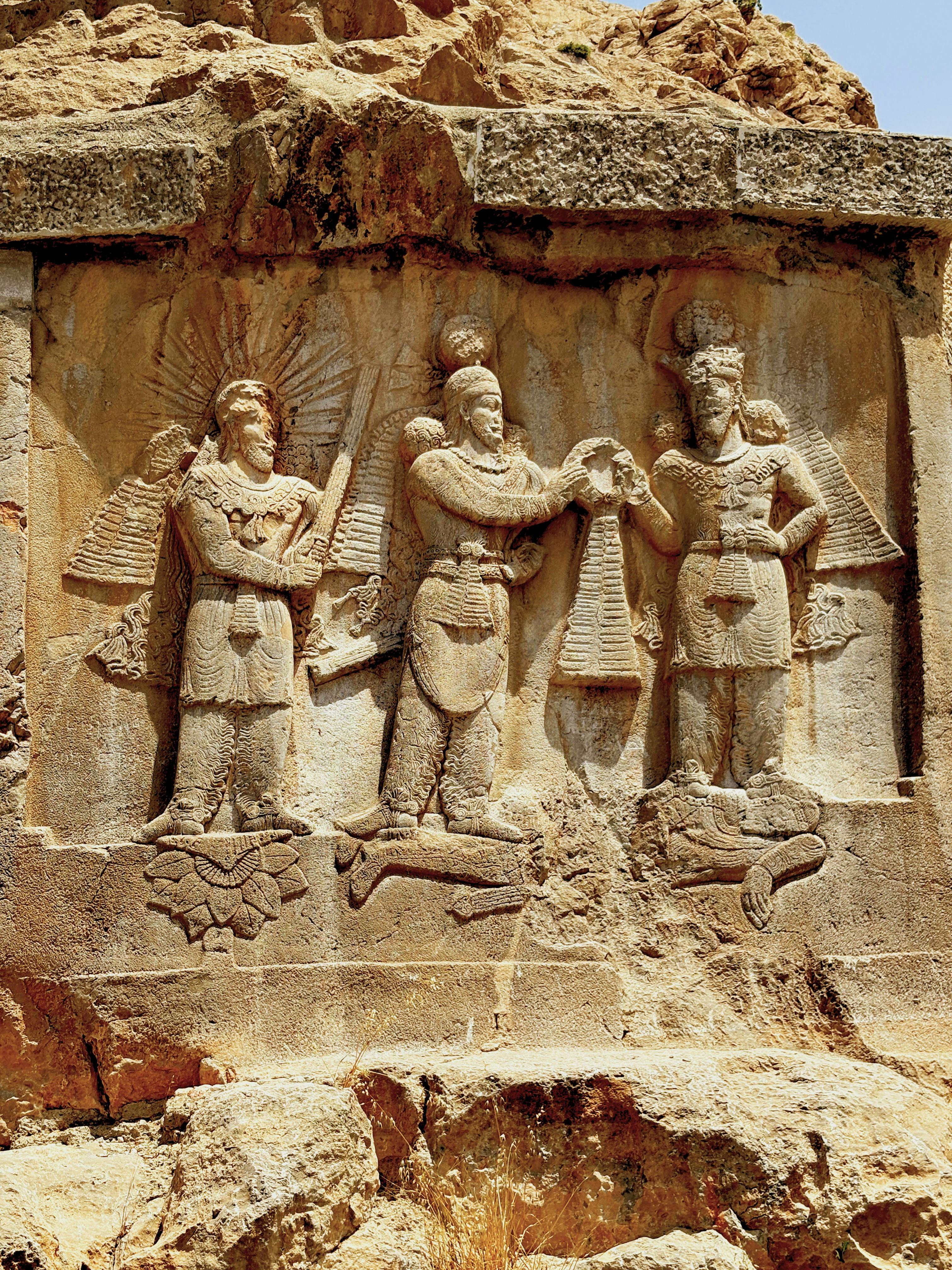 An ancient Persian rock relief carved in stone